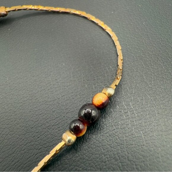 Korea 1960s Elegant Gold and Brown Beaded Necklace - Picture 10 of 14